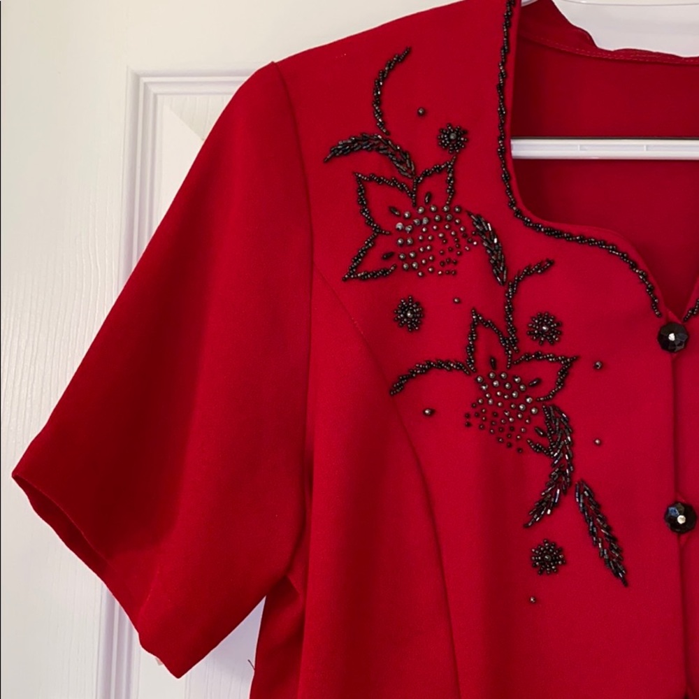 Red Button Down Jacket - Picture 3 of 5